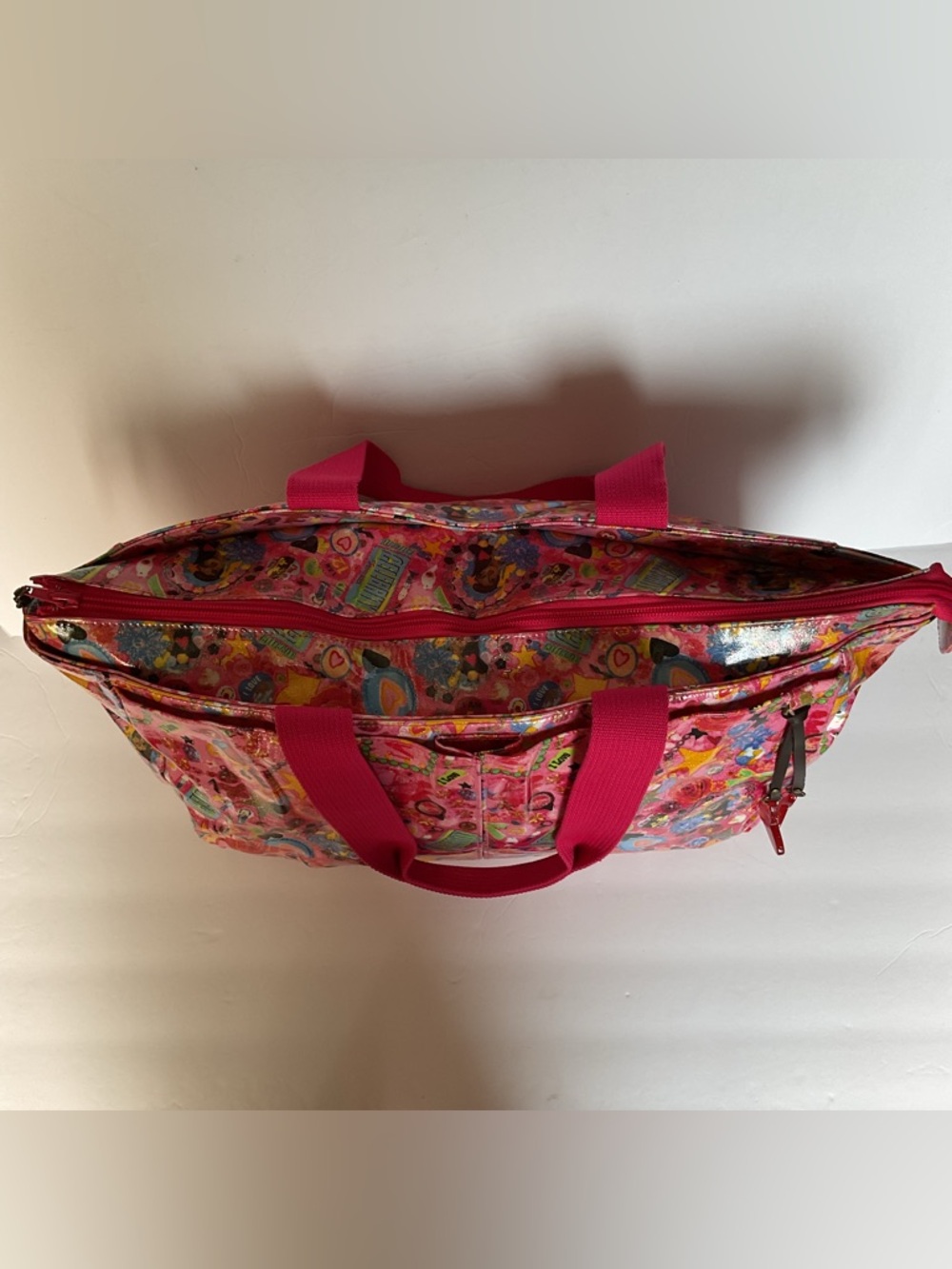 Fiorucci Vintage Y2K Vegan Pink Cartoon Print Tote Bag Purse Fuchsia Coachella - Picture 12 of 13